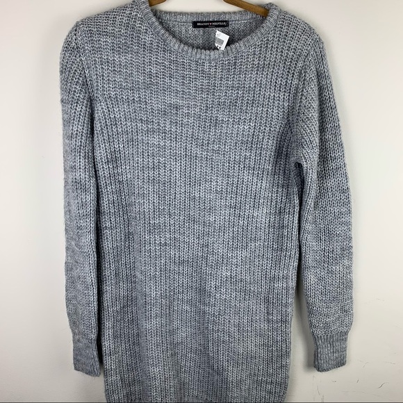 Brandy Melville Gray Crew Neck Knit Sweater Dress - Picture 1 of 9